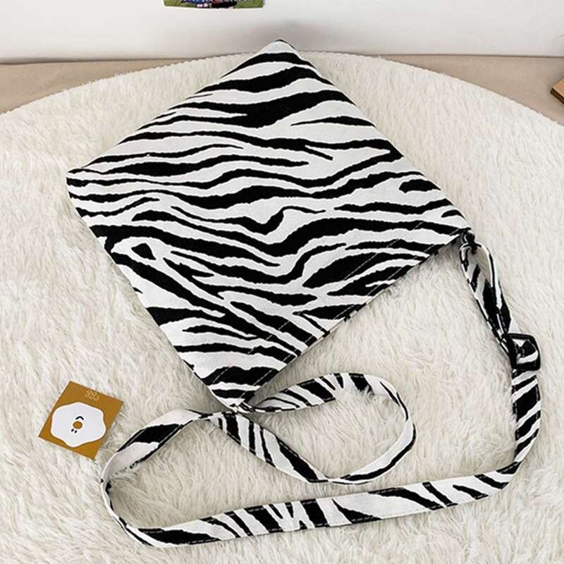 

Zebra Striped Canvas Bag, Black and white