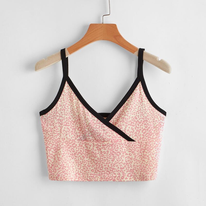 

Leopard Wrap Ringer Crop Cami, Multicolor