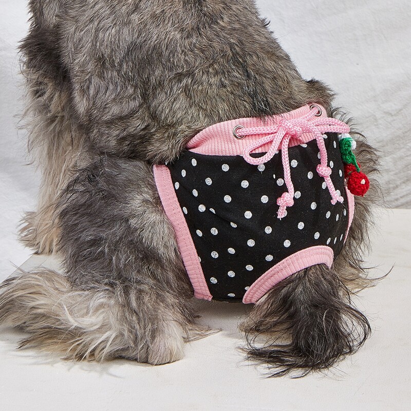 

Polka Dot Pattern Pet Sanitary Pant, Black
