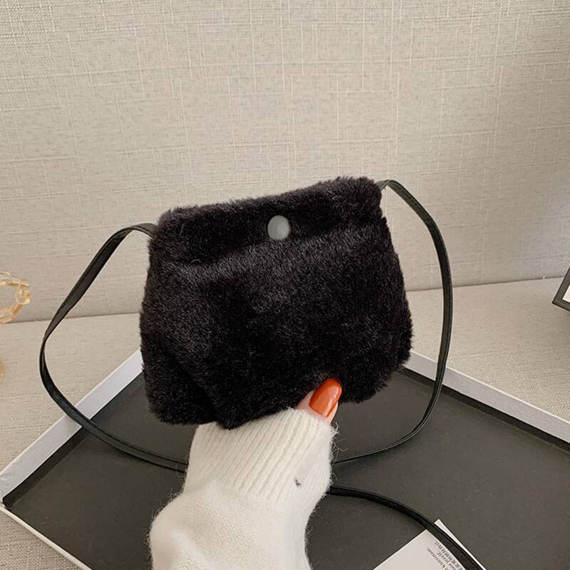 

Fluffy Crossbody Bag, Black