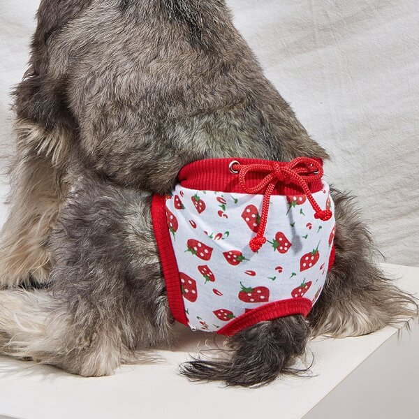 

Strawberry Print Pet Sanitary Pant, Red