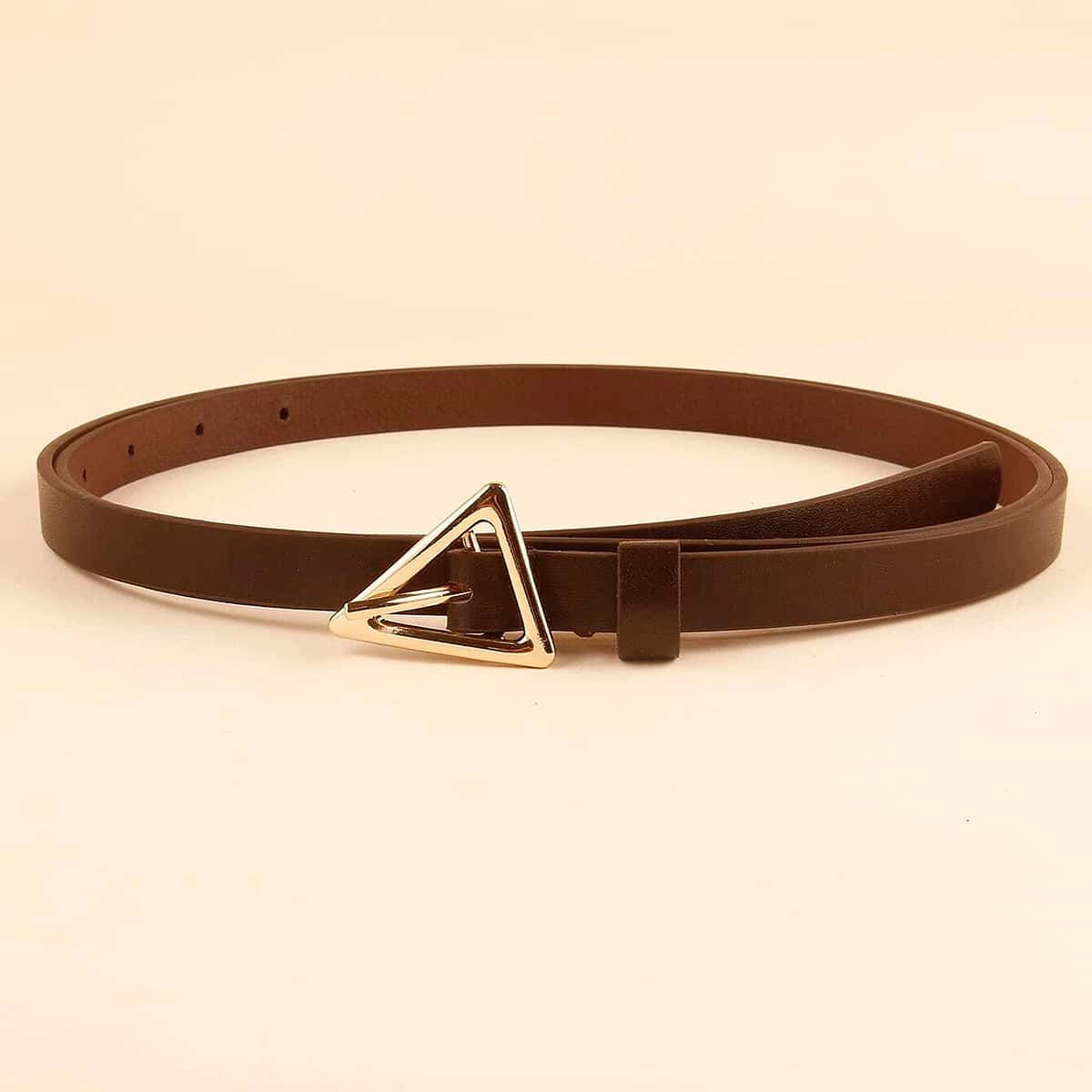 

Triangle Buckle Skinny Belt, Coffee brown