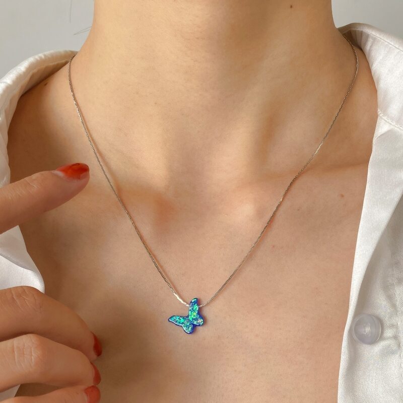 

Butterfly Pendant Necklace, Blue