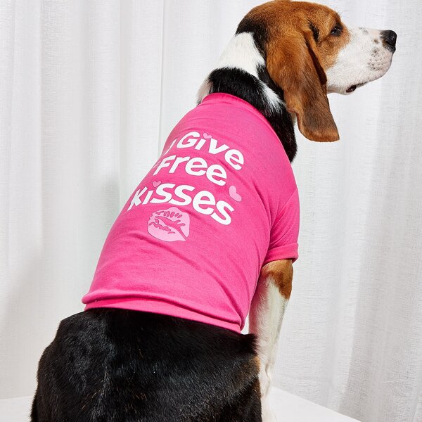 

Slogan Graphic Pet Tee, Hot pink