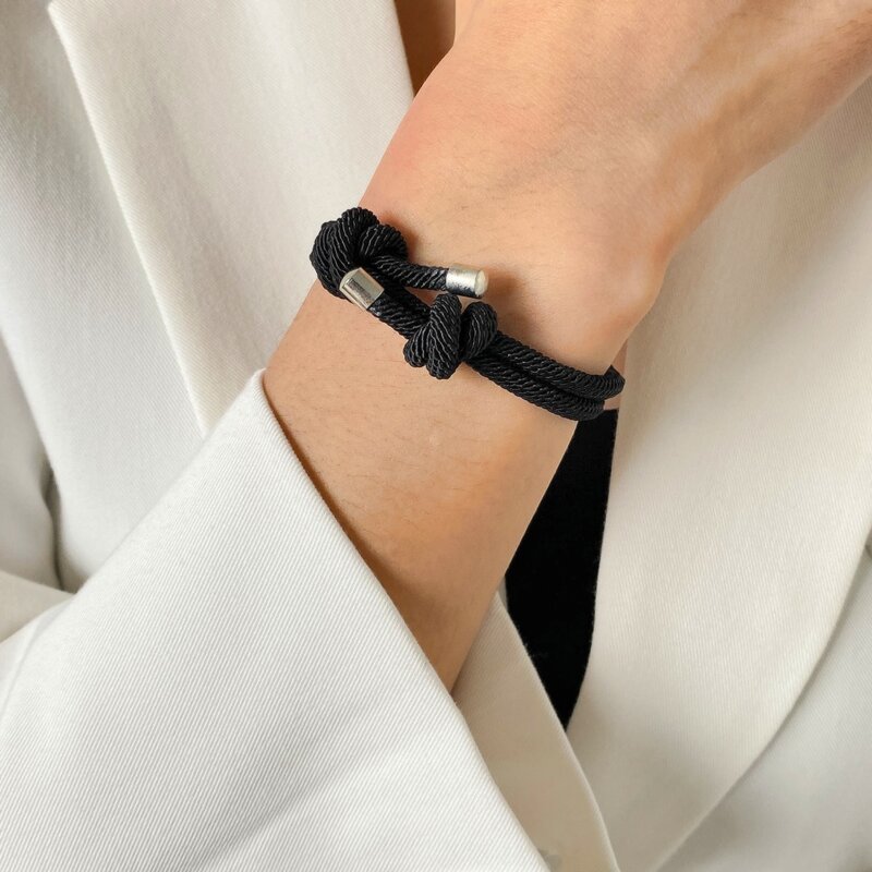 

1pc Adjustable Rope Bracelet, Black