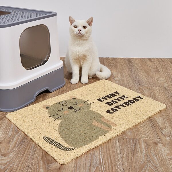 

1pc Cartoon Graphic Cat Litter Mat, Yellow