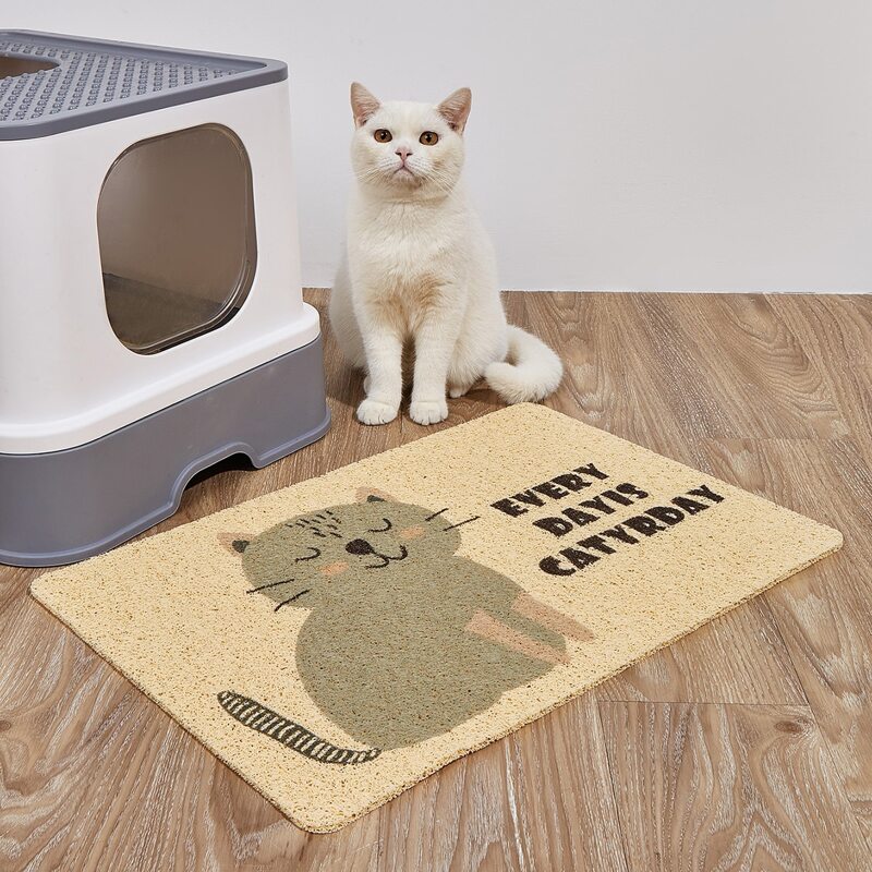 

1pc Cartoon Graphic Cat Litter Mat, Yellow