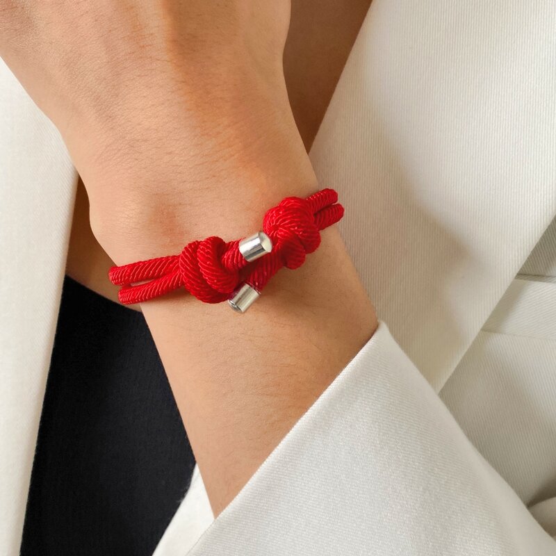 

1pc Adjustable Rope Bracelet, Red
