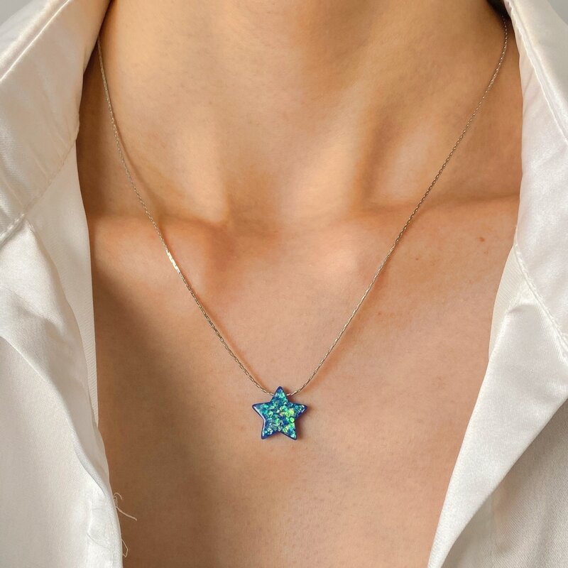 

Star Pendant Necklace, Blue