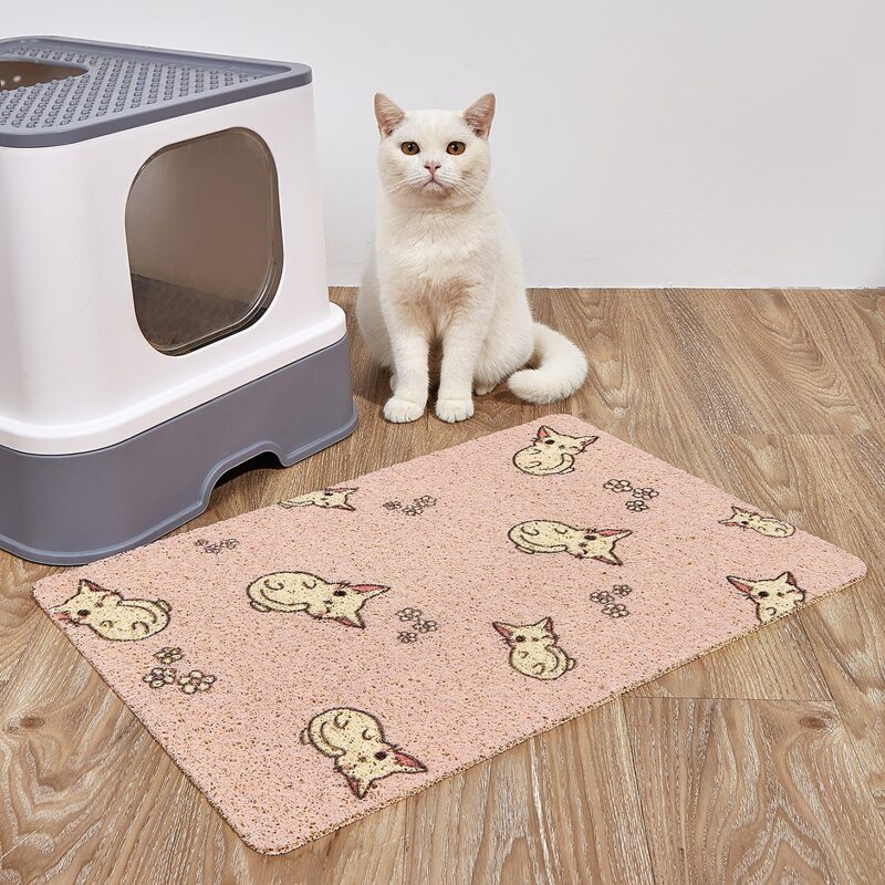 

1pc Cartoon Graphic Cat Litter Mat, Pink