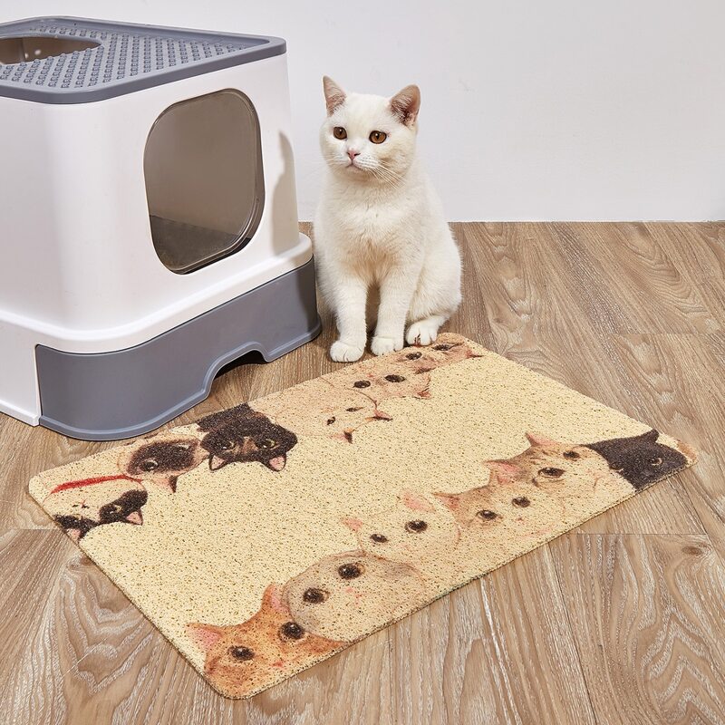 

1pc Animal Print Cat Litter Mat, Yellow