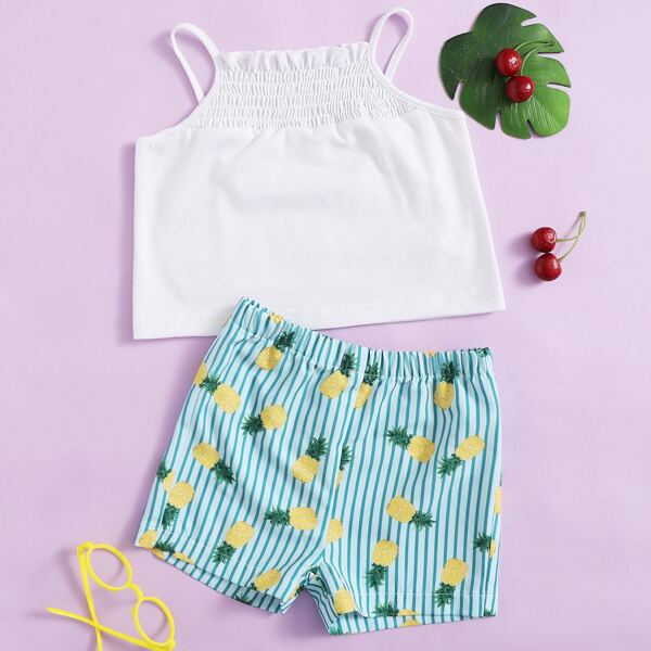 

Toddler Girls Shirred Cami Top & Pineapple Print Shorts, Multicolor