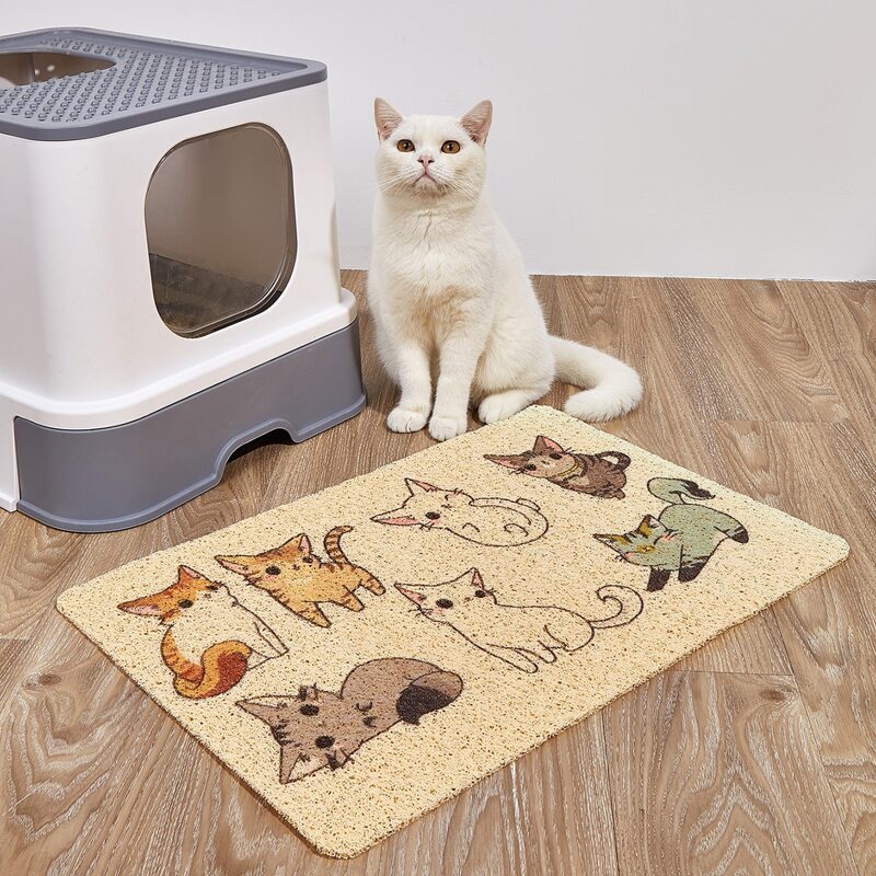 

1pc Cartoon Graphic Cat Litter Mat, Yellow