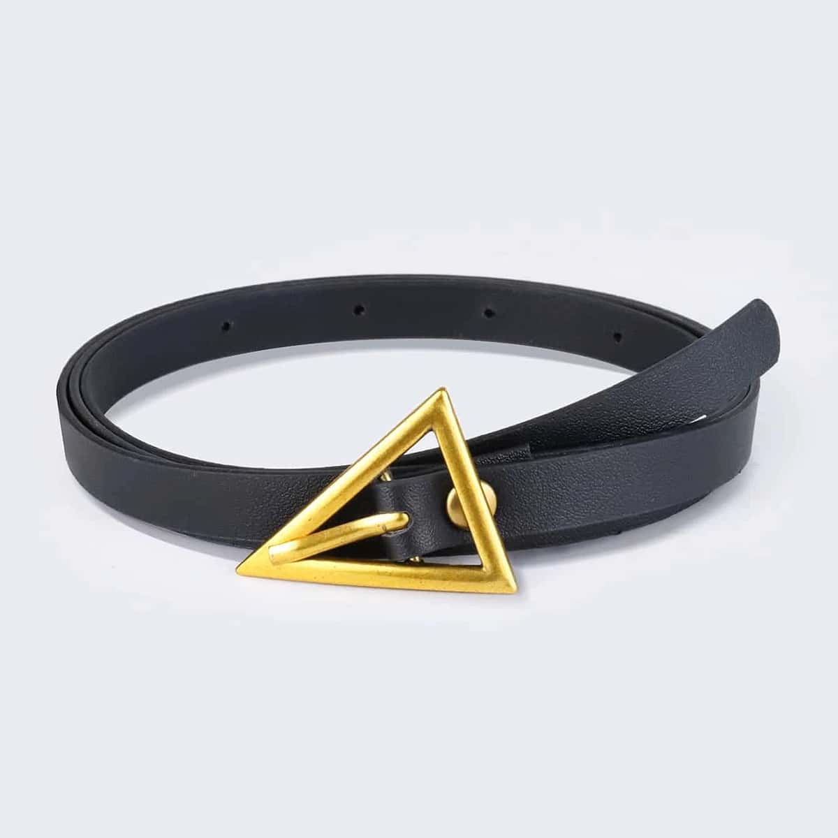 

Triangle Buckle Skinny Belt, Black