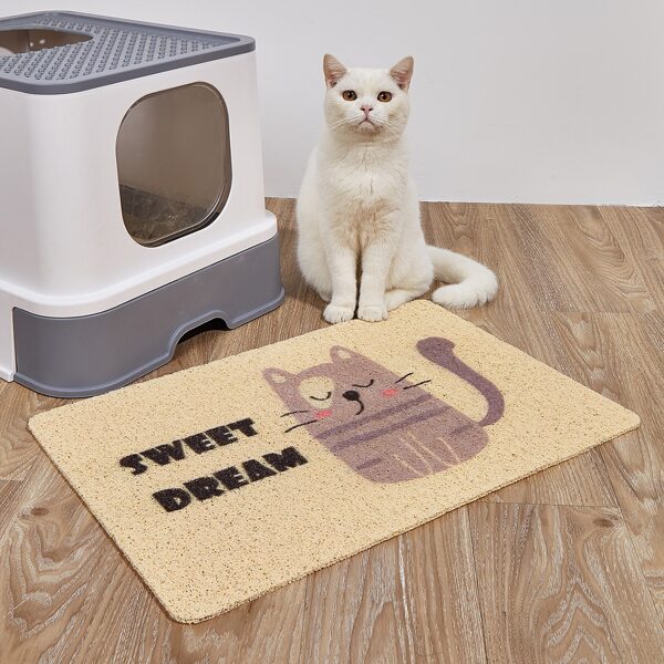 

1pc Cartoon Graphic Cat Litter Mat, Yellow
