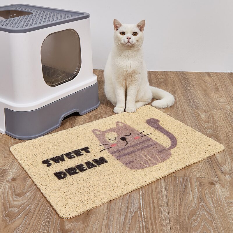 

1pc Cartoon Graphic Cat Litter Mat, Yellow
