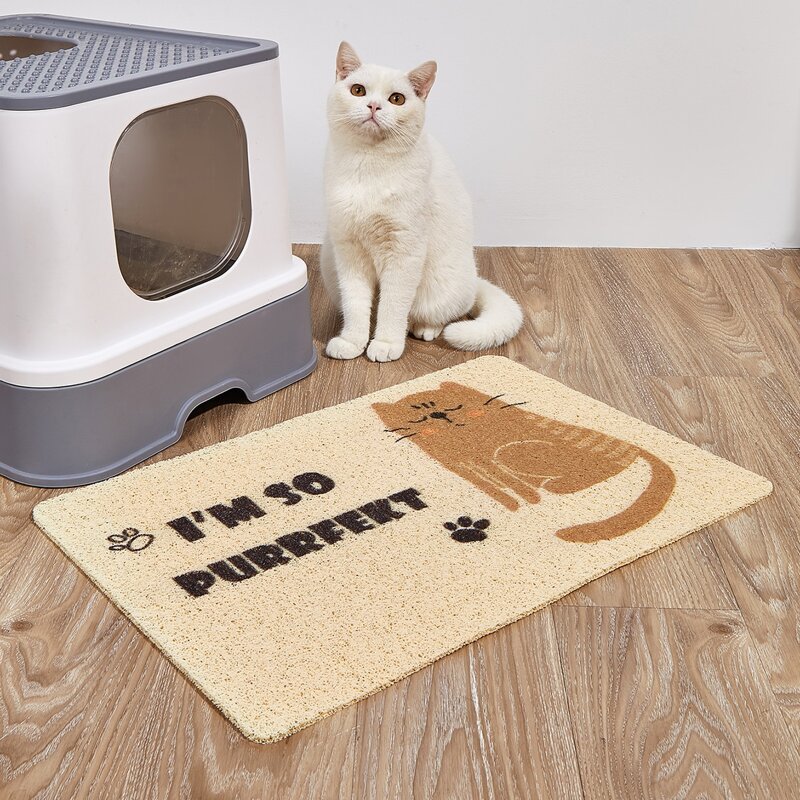 

1pc Cartoon Graphic Cat Litter Mat, Yellow