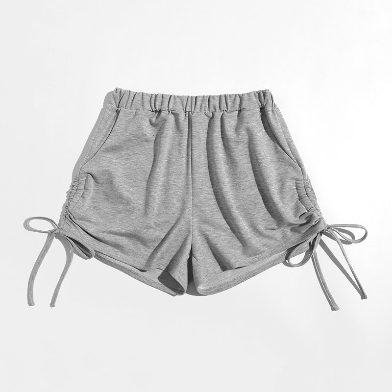

Drawstring Side Solid Shorts, Grey