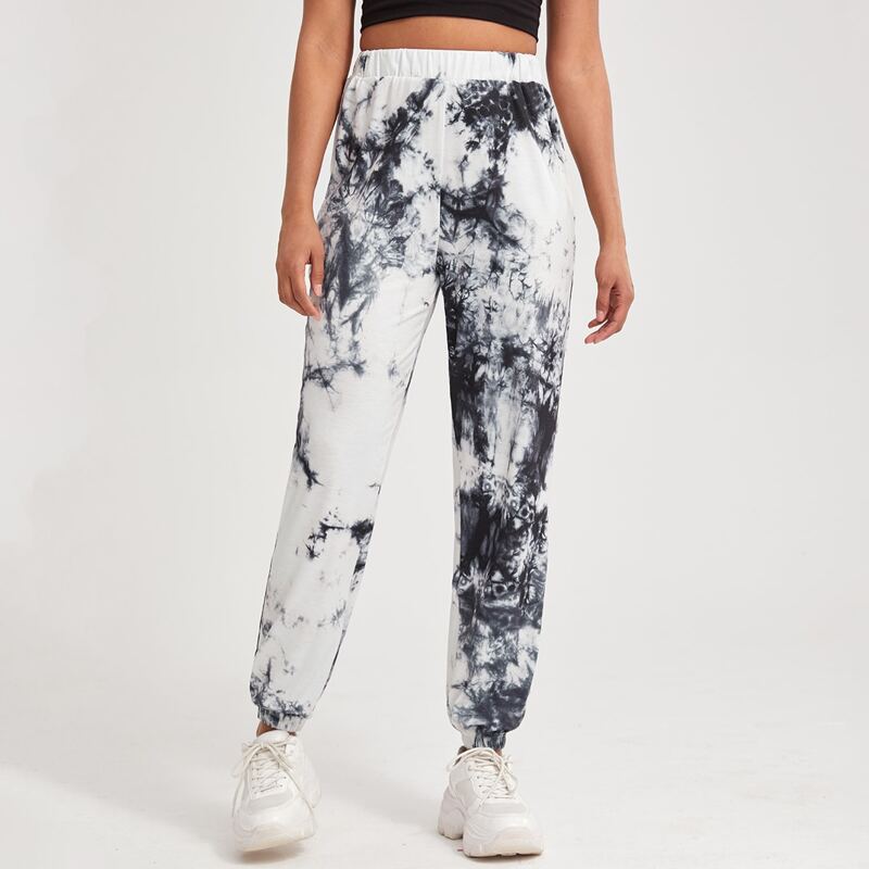 

Tie Dye Sweatpants, Black and white