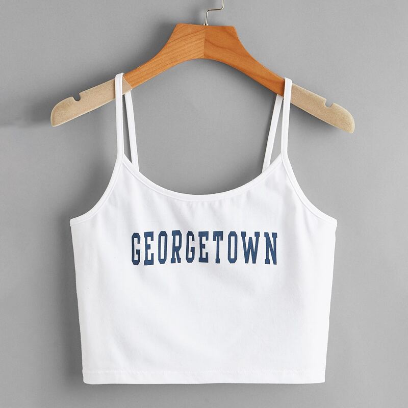 

Letter Graphic Crop Cami Top, White