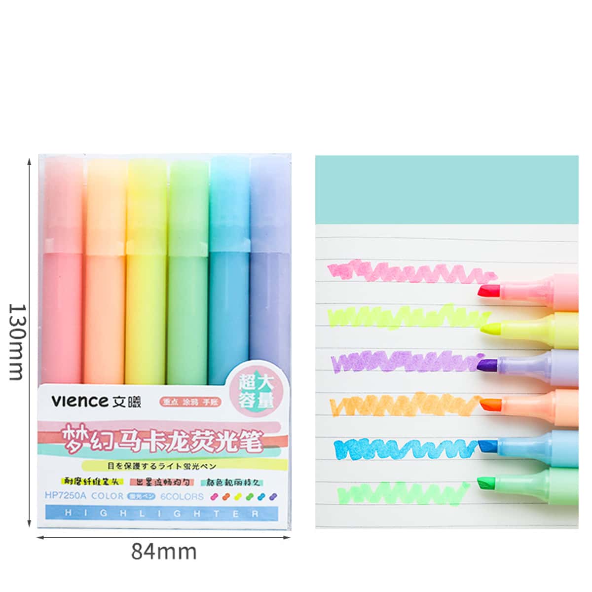 

6pcs Colorful Highlighter Pen, Multicolor
