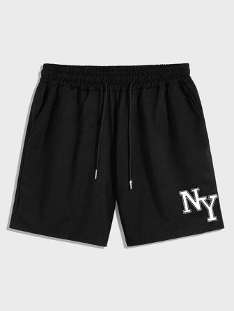 Prep Guys Letter Drawstring Shorts 7''