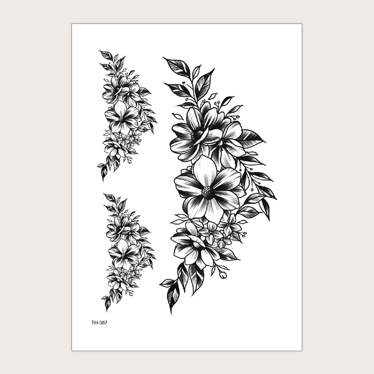 

1sheet Flower Pattern Tattoo Sticker, Black