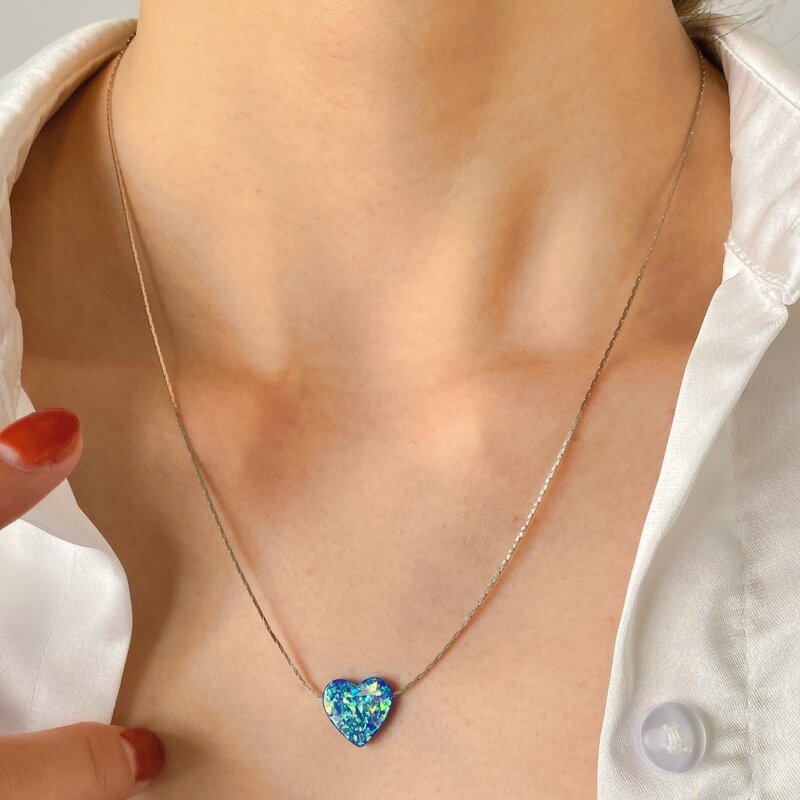 

Heart Pendant Necklace, Blue