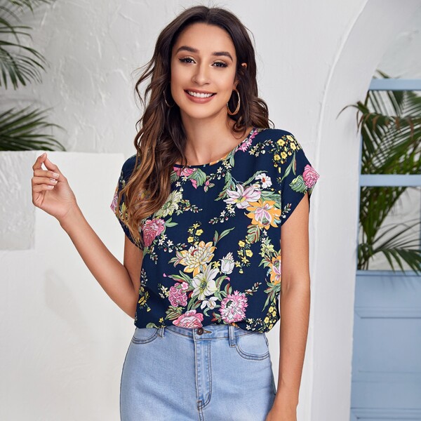 

Dolman Sleeve Floral Top, Multicolor