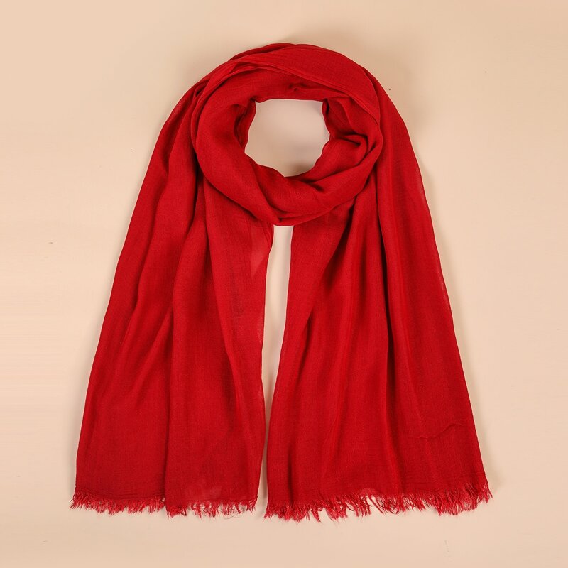 

Raw Hem Scarf, Red