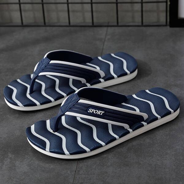 

Men Letter Graphic Flip Flops, Blue