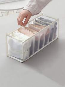 1pc 7 Grid Storage Bag, Multifunction Underwear Storage Box For Home - Beige - View 2