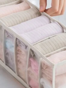 1pc 7 Grid Storage Bag, Multifunction Underwear Storage Box For Home - Beige - View 3