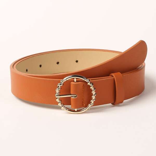 

Twist Round Buckle Belt, Brown
