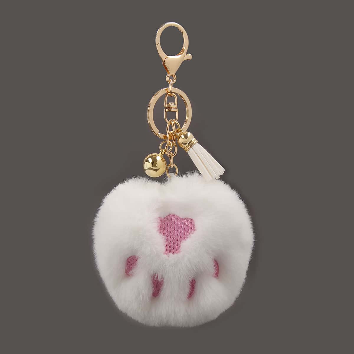 

Fluffy Claw Charm Keychain, White