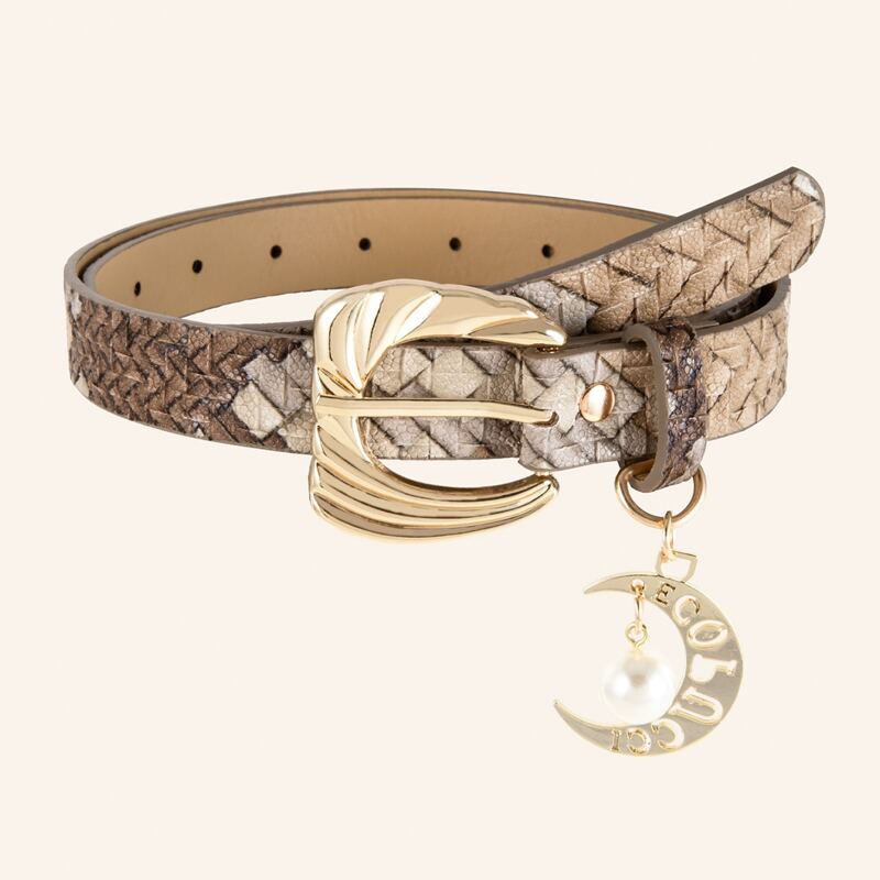 

Moon Charm Metal Buckle Belt, Multicolor