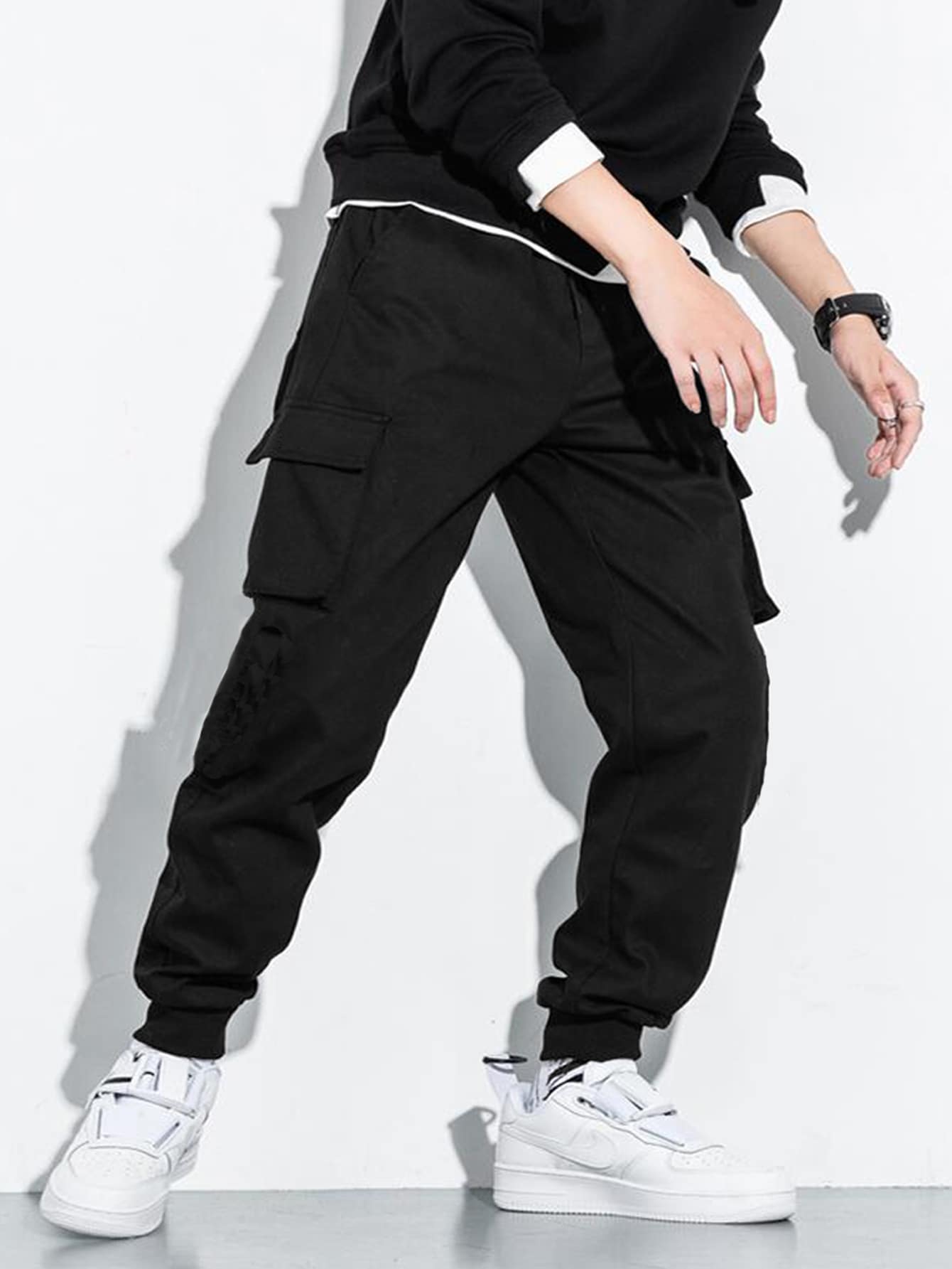 Manfinity 男性 フラップポケット ドローストリング カーゴパンツ