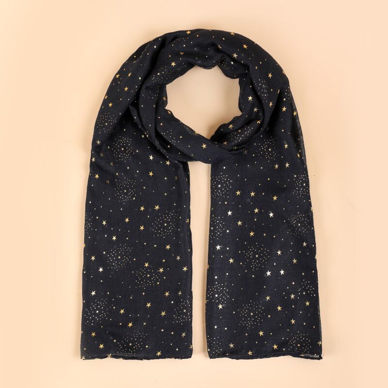 

Star Print Scarf, Black