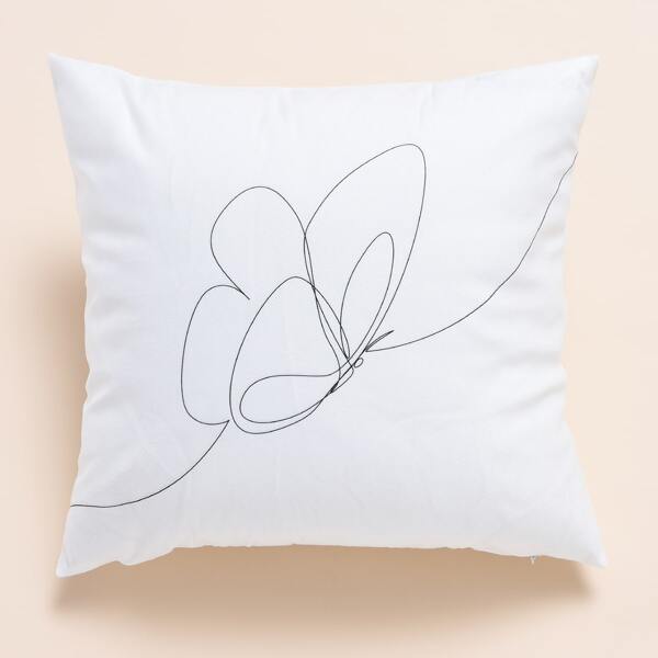

Butterfly Print Cushion Cover Without Filler, White
