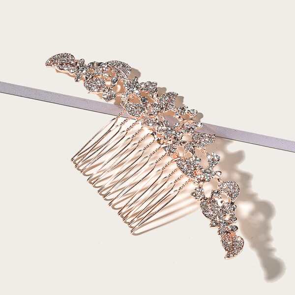 

Rhinestone Decor Hair Comb, Gold
