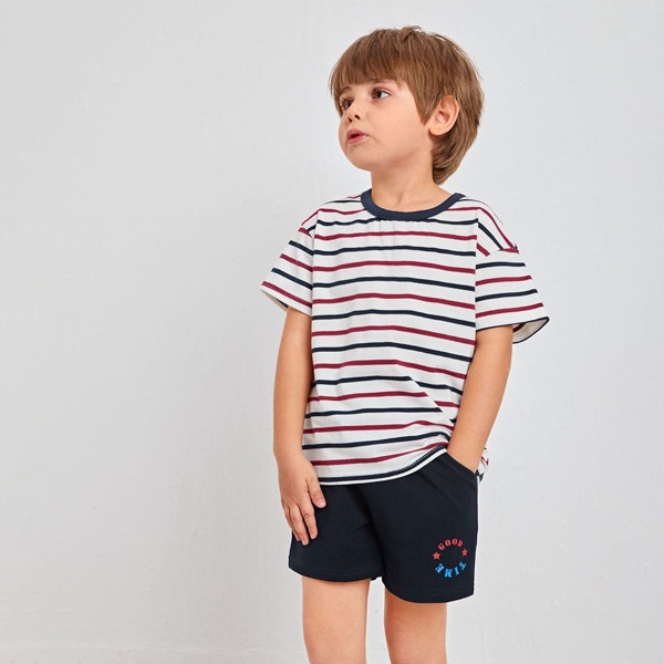 

Toddler Boys Striped Tee & Letter Graphic Shorts Set, Multicolor