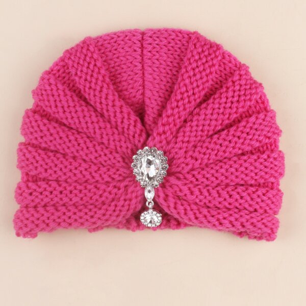 

Baby Rhinestone Decor Turban Hat, Hot pink