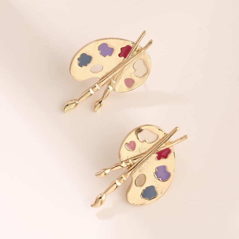 

Palette Design Drop Earrings, Gold