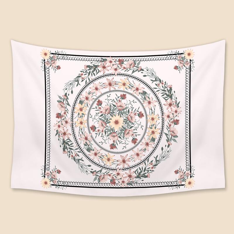 

Flower Print Tapestry, Baby pink