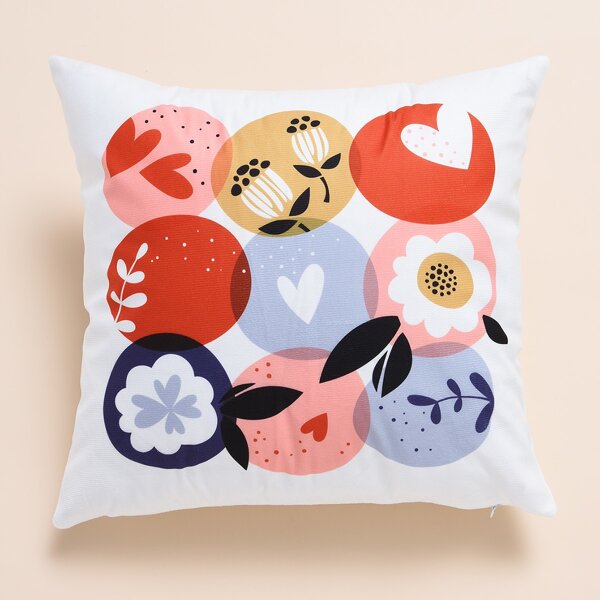 

Flower Print Cushion Cover Without Filler, Multicolor