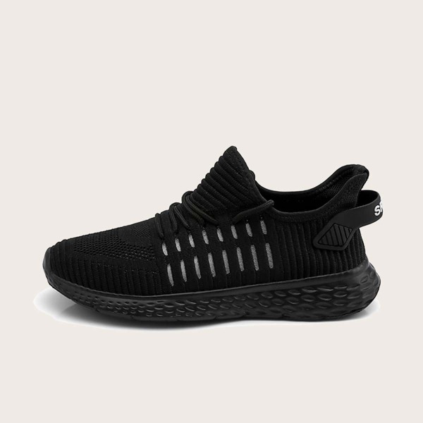 

Men Lace Up Decor Breathable Sneakers, Black