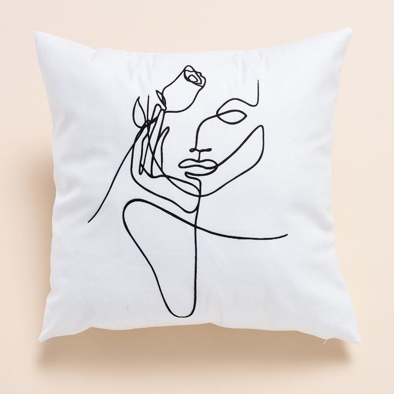 

Abstract Figure Graphic Cushion Cover Without Filler, White