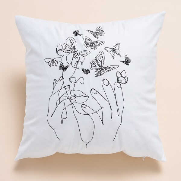 

Abstract Figure Graphic Cushion Cover Without Filler, White