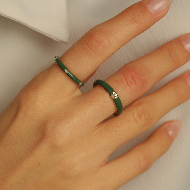

2pcs Rhinestone Decor Ring, Green