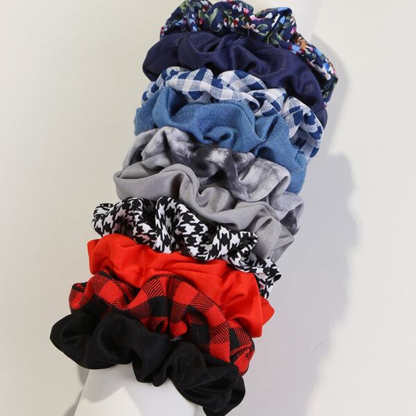 

10pcs Plaid Pattern Scrunchie, Multicolor